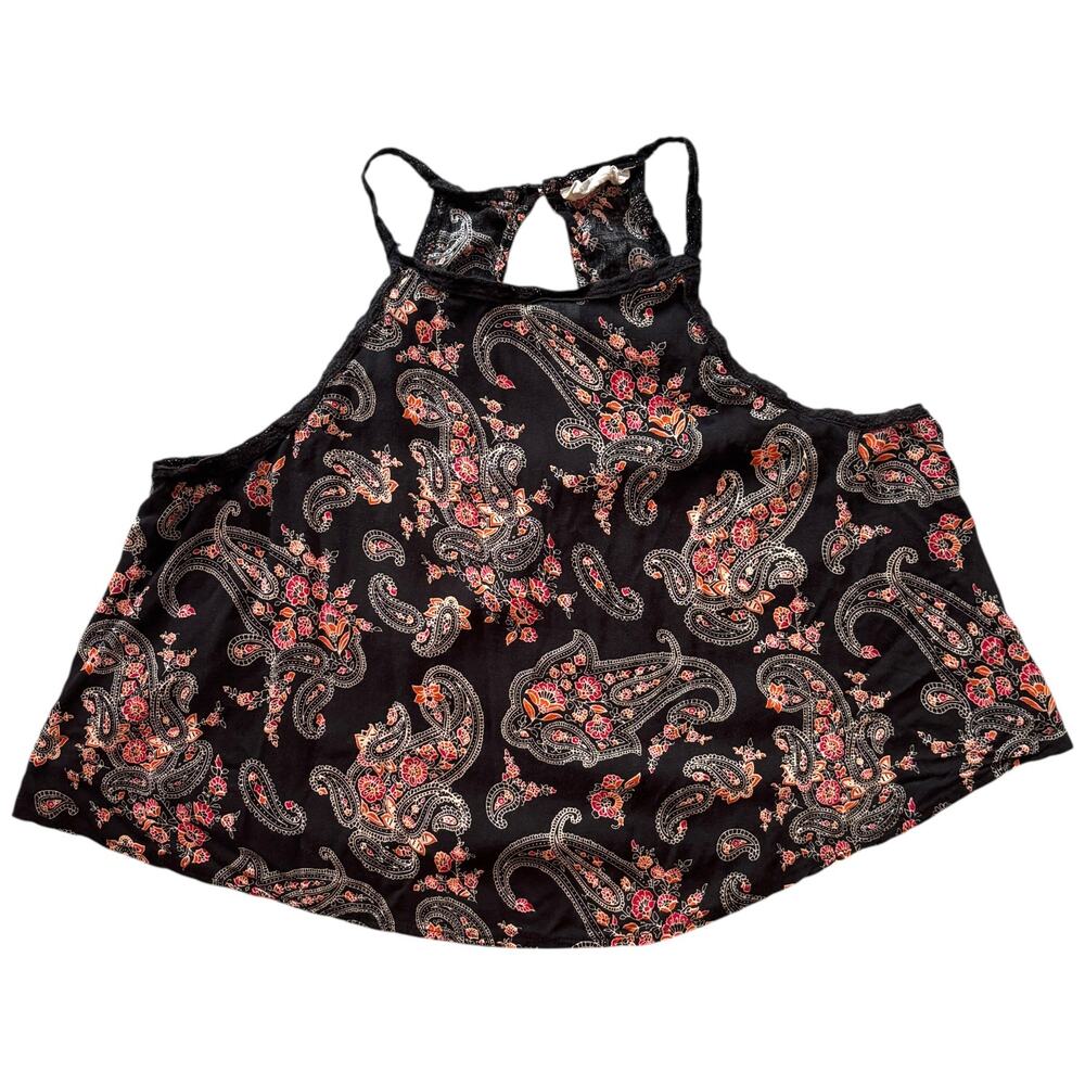 LA Hearts paisley halter crop top black boho y2k L